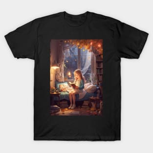 Cozy Autumn Reading in a Fantasy World T-Shirt